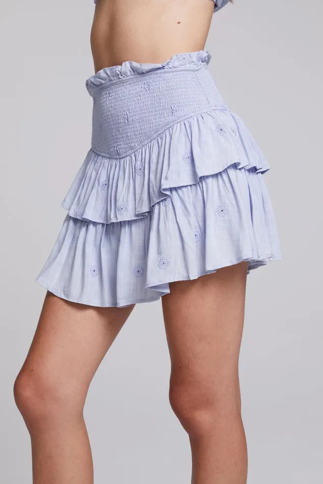 Womens Chaser Brand Bottoms Cruz Faded Denim Blue Mini Skirt