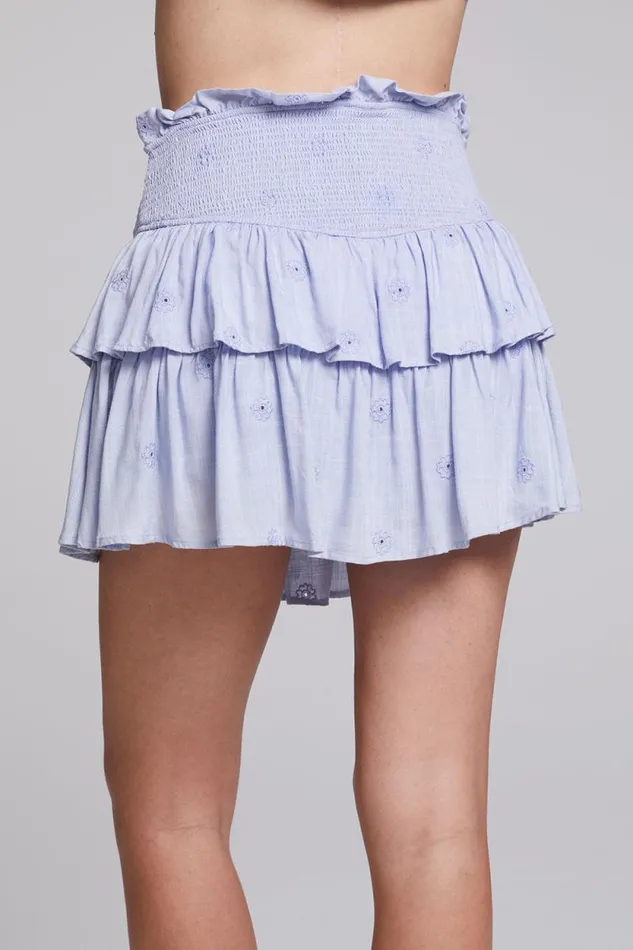 Womens Chaser Brand Bottoms Cruz Faded Denim Blue Mini Skirt