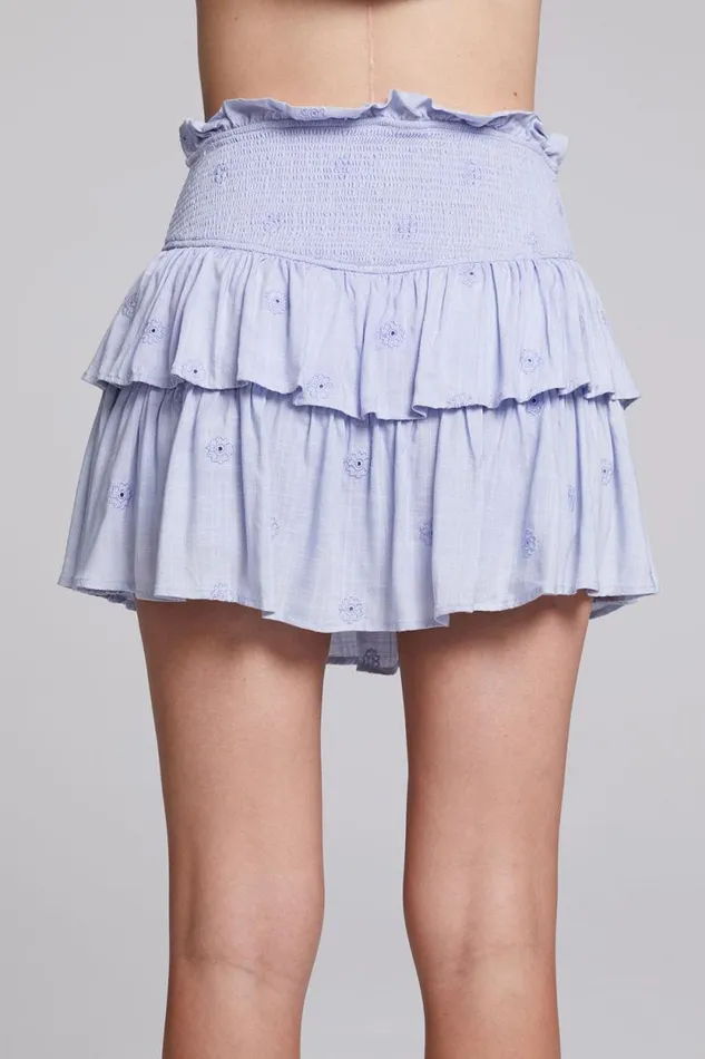 Womens Chaser Brand Bottoms Cruz Faded Denim Blue Mini Skirt