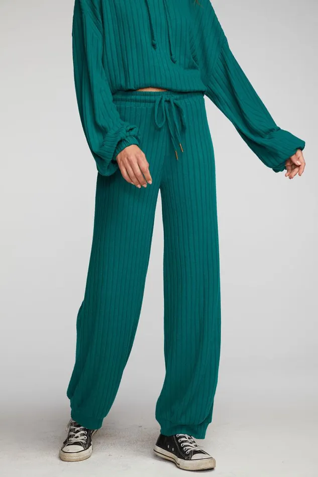 Womens Chaser Brand Bottoms Poor Boy Rib Blouson Hem Joggers
