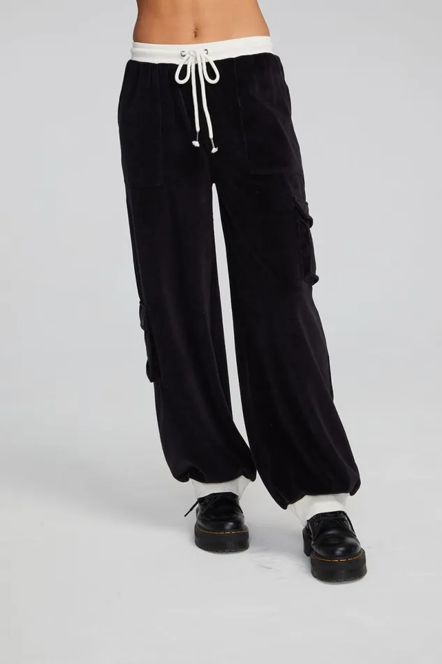 Womens Chaser Brand Bottoms Raquel Shadow Black Joggers