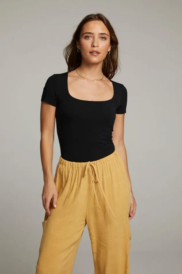 Womens Chaser Brand Bottoms River True Black Bodysuit