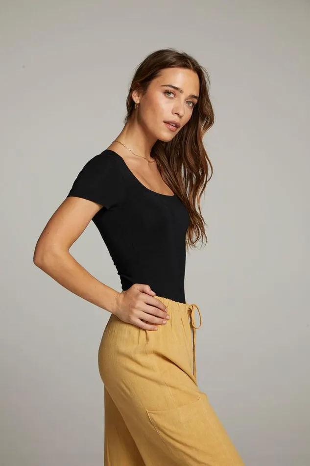 Womens Chaser Brand Bottoms River True Black Bodysuit