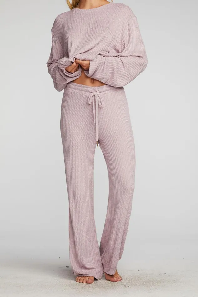 Womens Chaser Brand Bottoms Thermal Waffle Blouson Hem Joggers