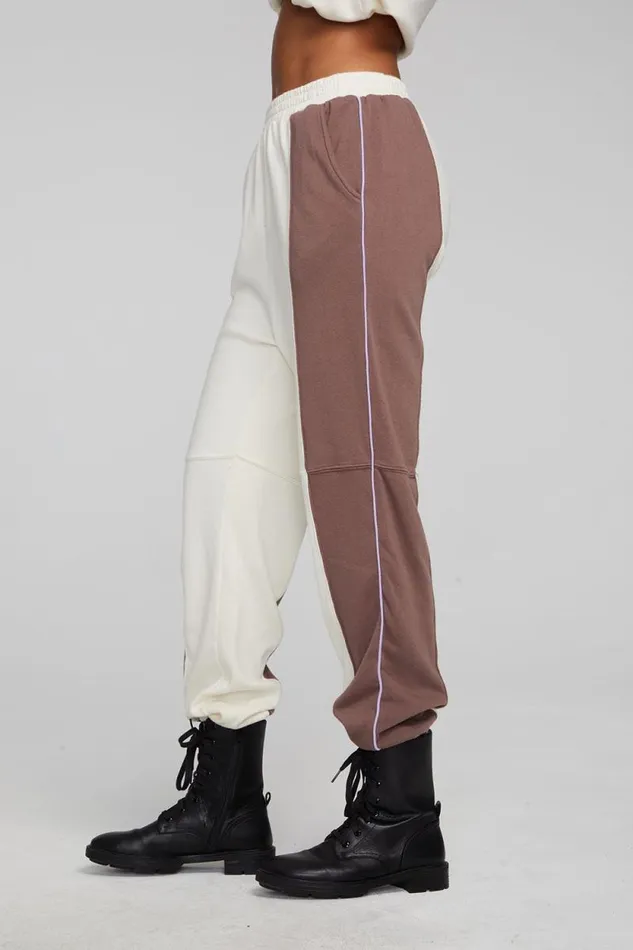 Womens Chaser Brand Bottoms Yale Deep Taupe And Almond Jogger