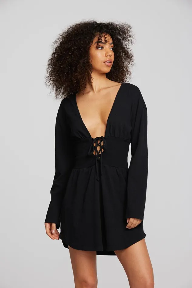 Womens Chaser Brand Dresses Coast Cotton Jersey Long Sleeve Mini Dress