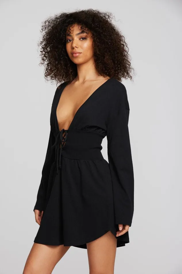 Womens Chaser Brand Dresses Coast Cotton Jersey Long Sleeve Mini Dress