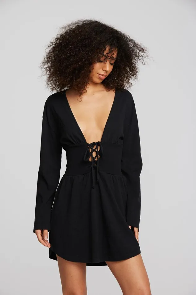 Womens Chaser Brand Dresses Coast Cotton Jersey Long Sleeve Mini Dress