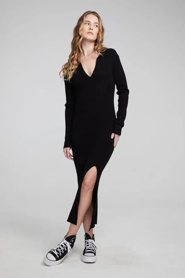 Womens Chaser Brand Dresses Palm Shadow Black Midi Dress