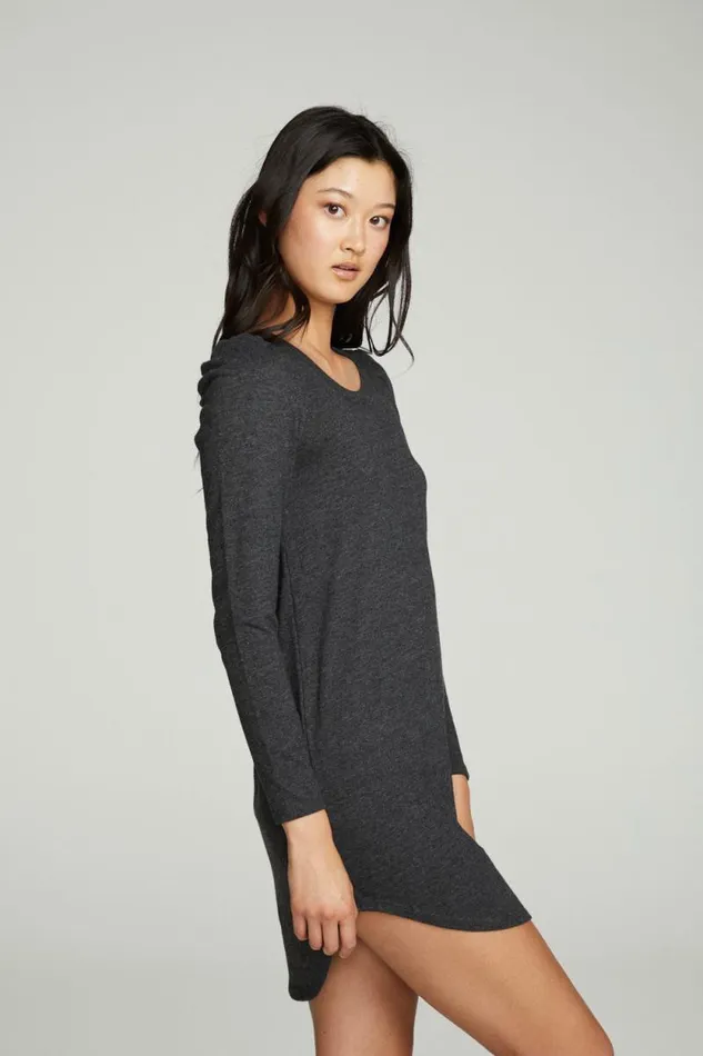 Womens Chaser Brand Dresses Puff Sleeve Shirttail Hi Lo Dress