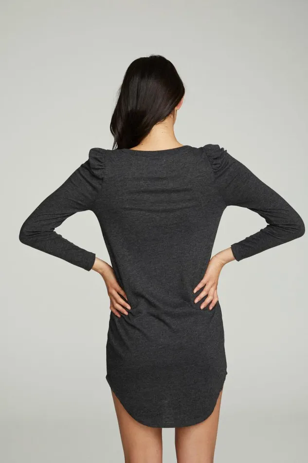 Womens Chaser Brand Dresses Puff Sleeve Shirttail Hi Lo Dress