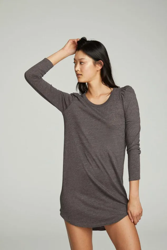 Womens Chaser Brand Dresses Puff Sleeve Shirttail Hi Lo Dress