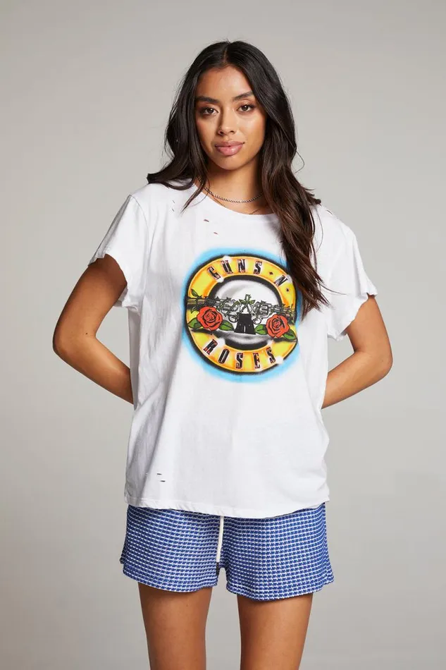 Womens Chaser Brand Graphics Guns N039 Roses Classic Logo Tee