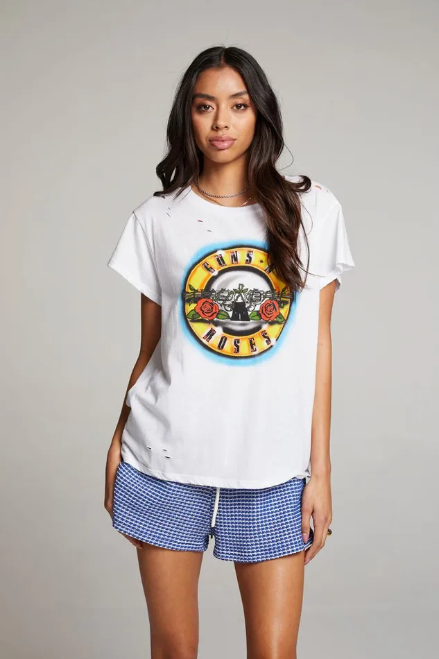 Womens Chaser Brand Graphics Guns N039 Roses Classic Logo Tee