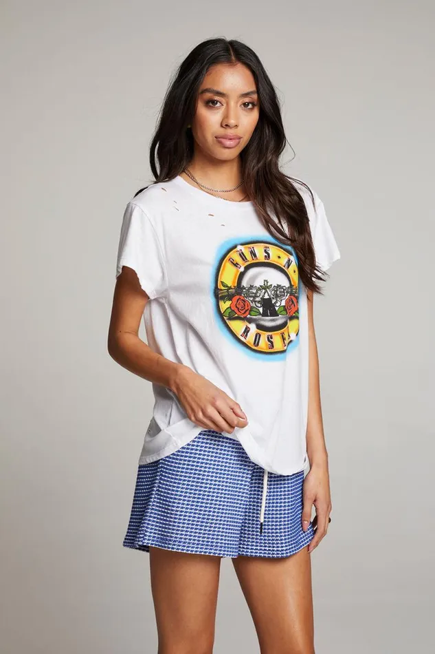 Womens Chaser Brand Graphics Guns N039 Roses Classic Logo Tee
