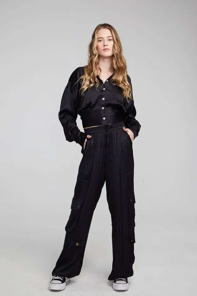 Womens Chaser Brand Loungewear Agnes Shadow Black Blouse