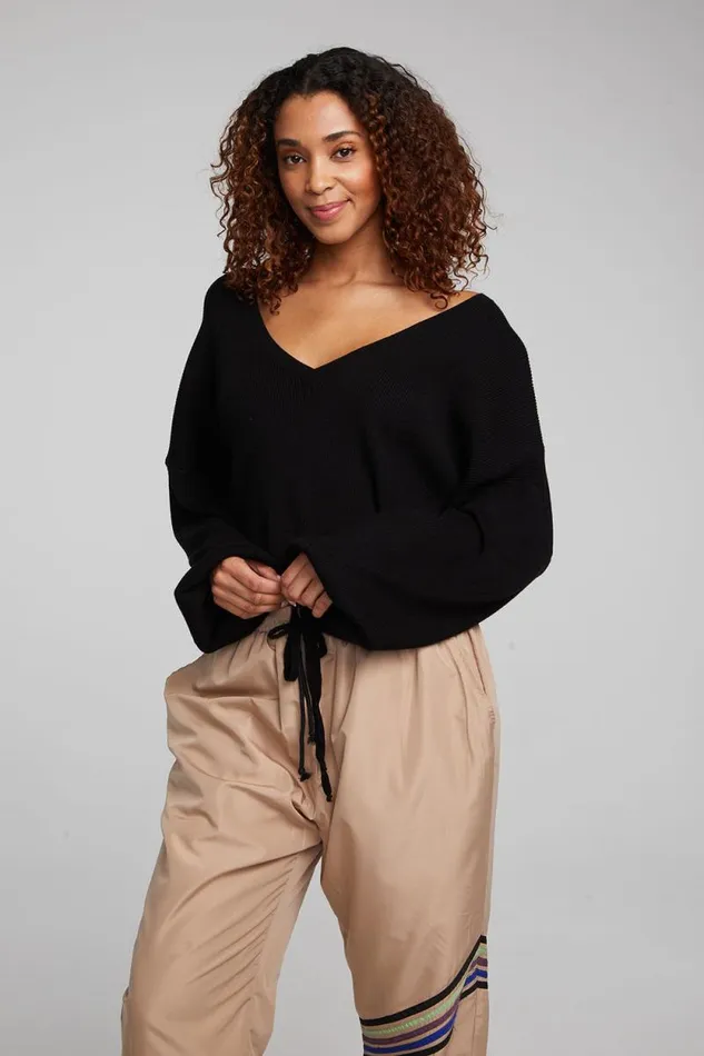 Womens Chaser Brand Loungewear Diamond Shadow Black Long Sleeve