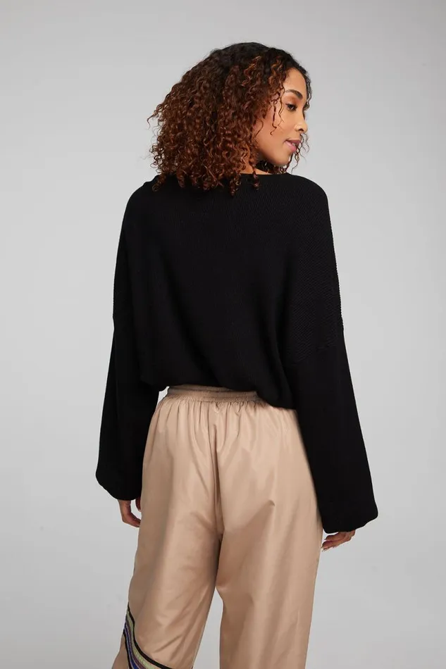 Womens Chaser Brand Loungewear Diamond Shadow Black Long Sleeve