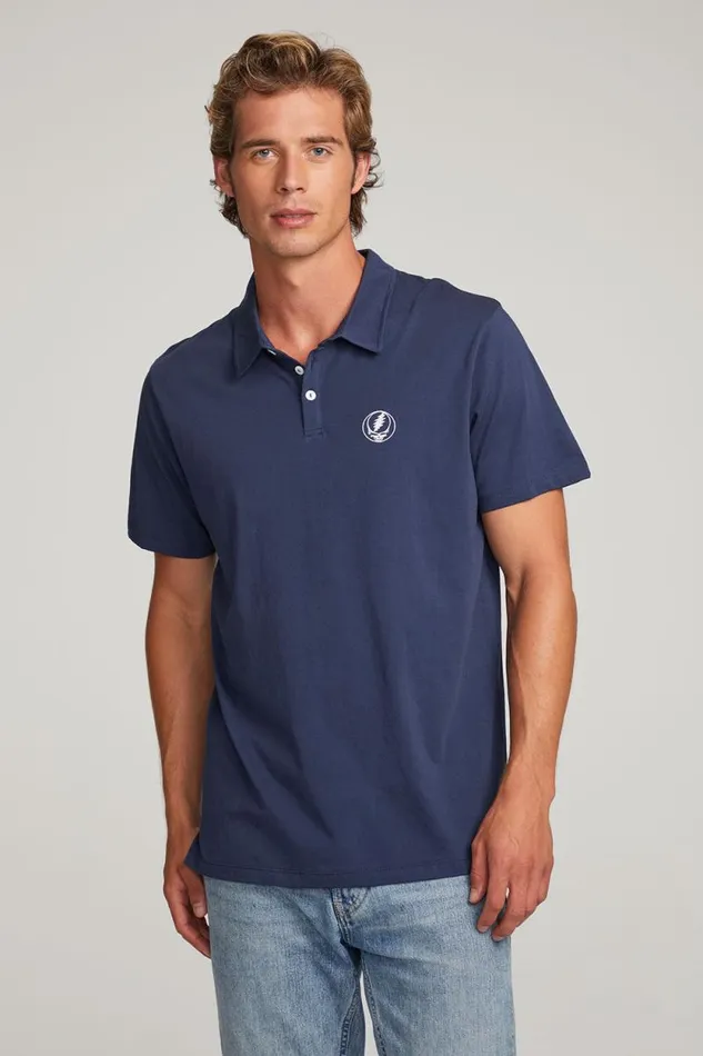 Womens Chaser Brand Music Grateful Dead Steal Your Face Polo Shirt