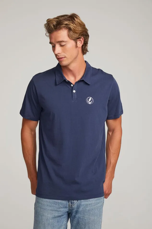 Womens Chaser Brand Music Grateful Dead Steal Your Face Polo Shirt