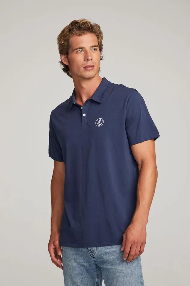 Womens Chaser Brand Music Grateful Dead Steal Your Face Polo Shirt