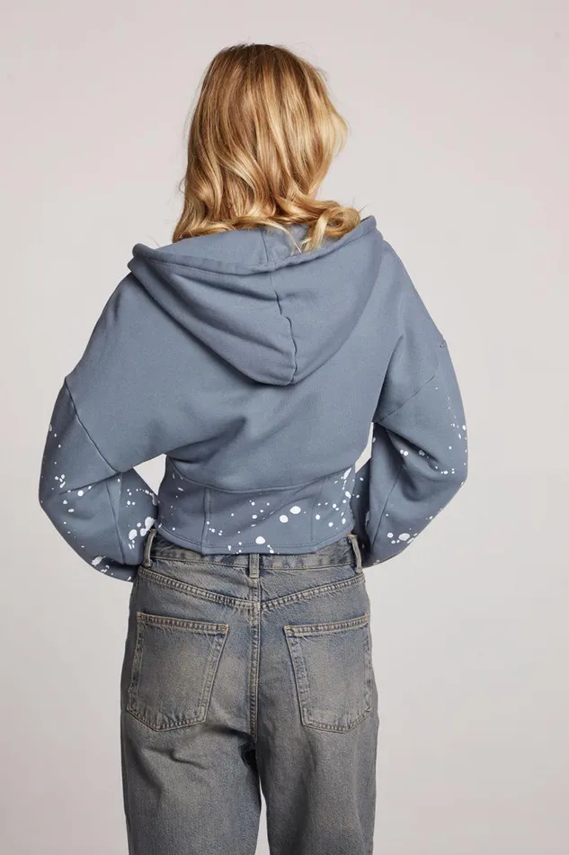 Womens Chaser Brand Outerwear Painted Butterfly Zip Up Hoodie