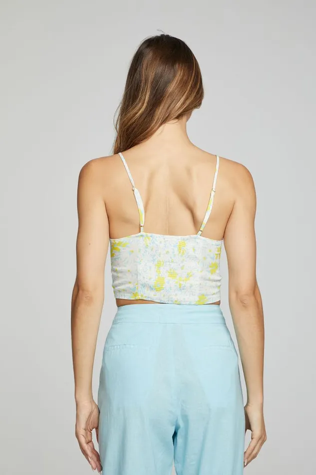 Womens Chaser Brand Tops Alana Tank Top 8211 Baby Blue Daisy Floral