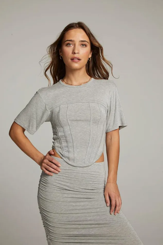 Womens Chaser Brand Tops Bayside Heather Grey Tee