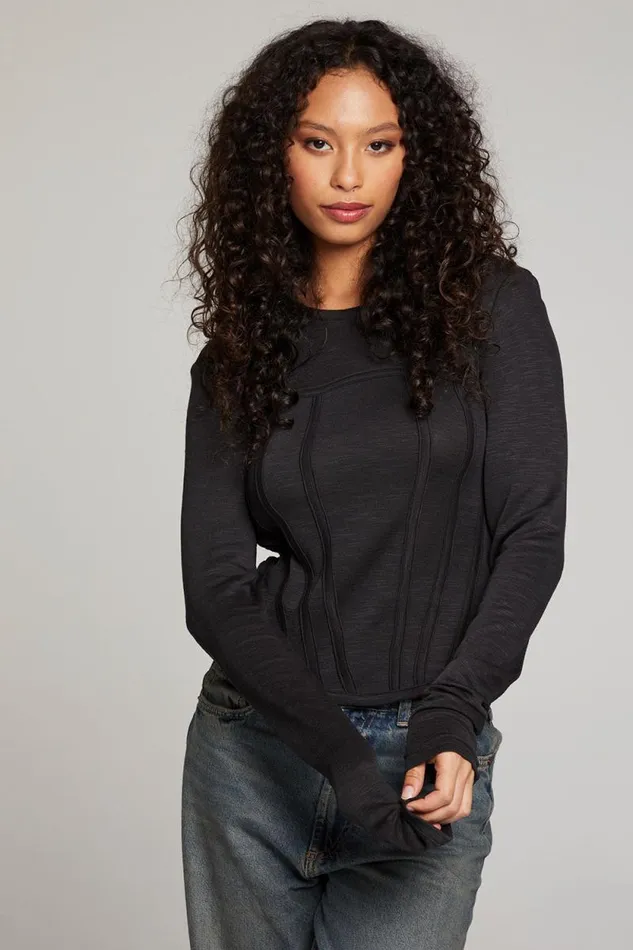 Womens Chaser Brand Tops Baysidee Licorice Long Sleeve