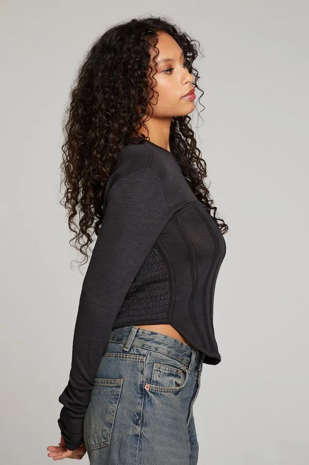 Womens Chaser Brand Tops Baysidee Licorice Long Sleeve