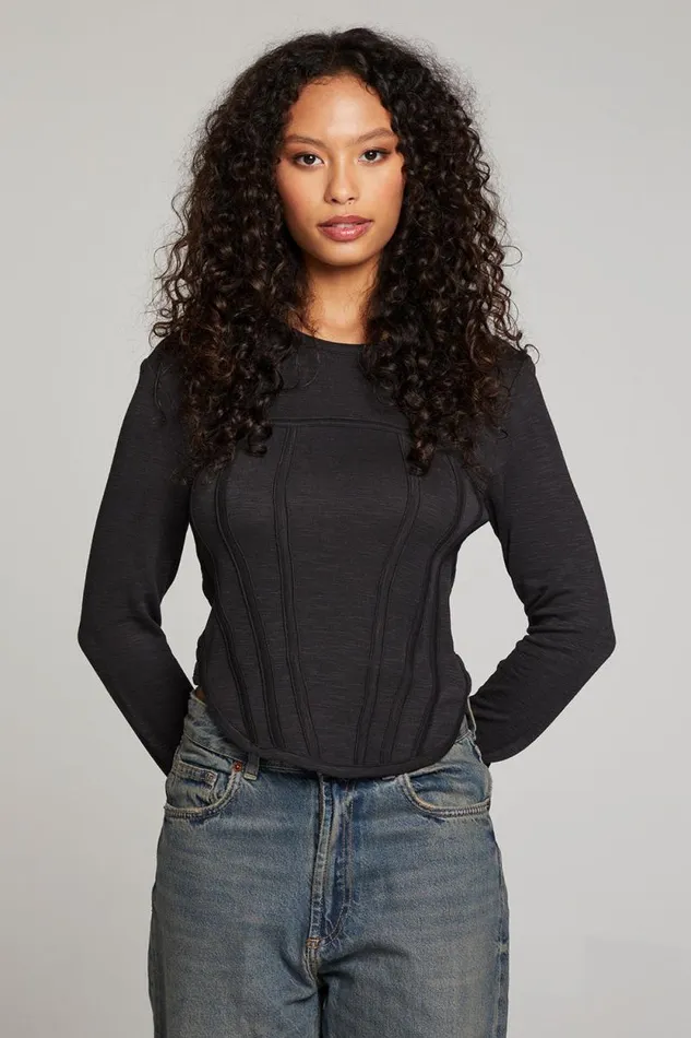 Womens Chaser Brand Tops Baysidee Licorice Long Sleeve