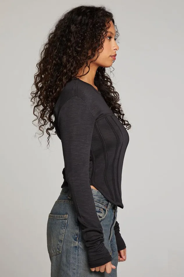 Womens Chaser Brand Tops Baysidee Licorice Long Sleeve