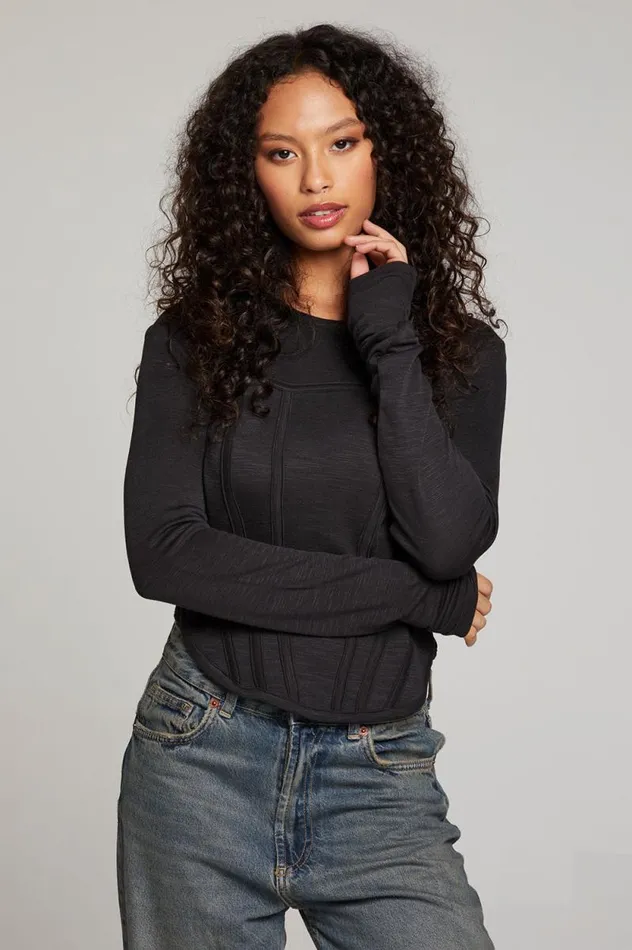 Womens Chaser Brand Tops Baysidee Licorice Long Sleeve