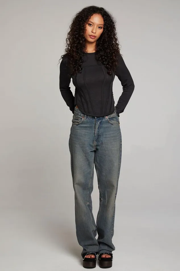 Womens Chaser Brand Tops Baysidee Licorice Long Sleeve