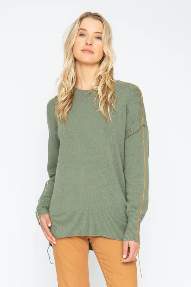 Womens Chaser Brand Tops Bubble Sweater 8211 Moss