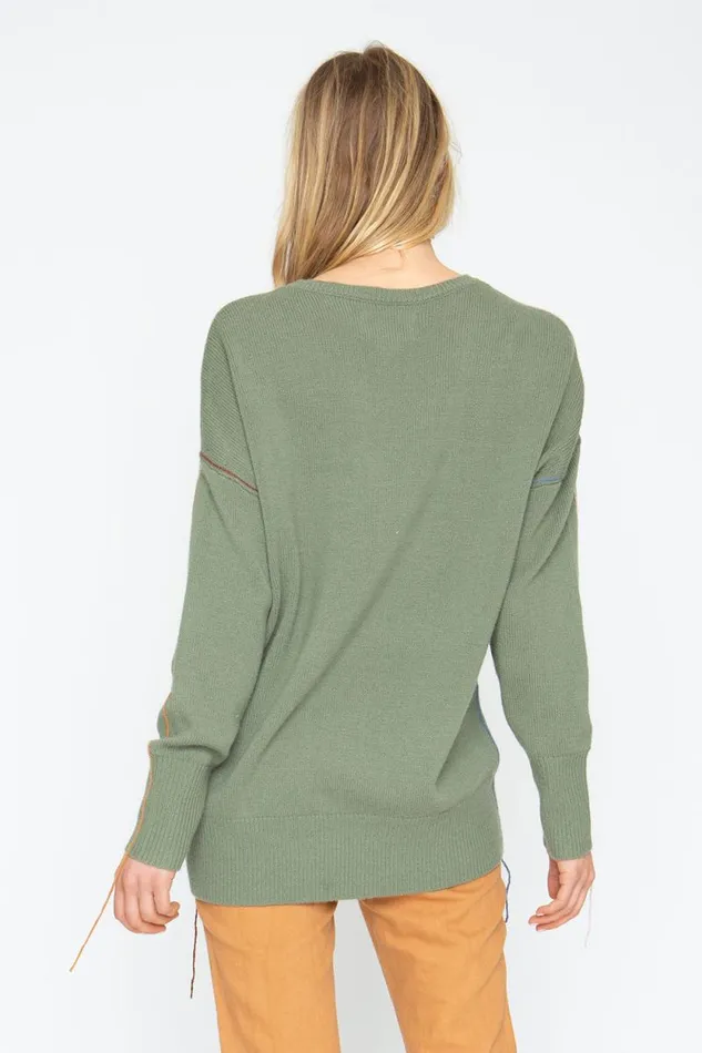 Womens Chaser Brand Tops Bubble Sweater 8211 Moss