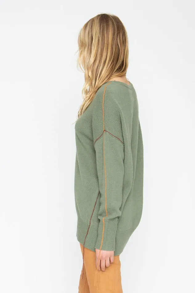 Womens Chaser Brand Tops Bubble Sweater 8211 Moss