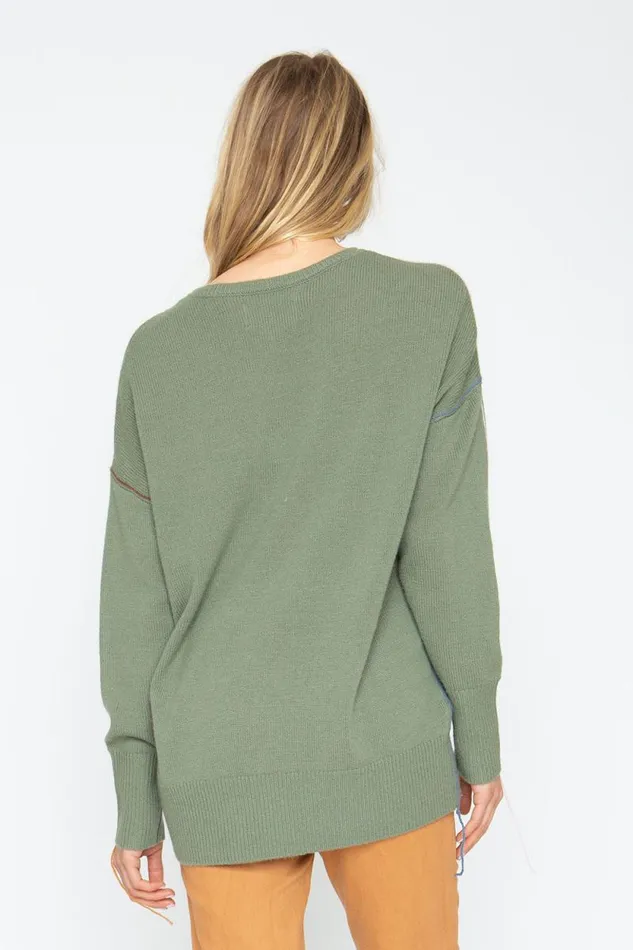 Womens Chaser Brand Tops Bubble Sweater 8211 Moss