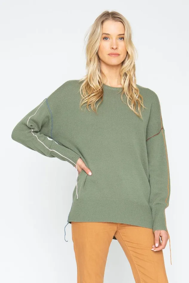 Womens Chaser Brand Tops Bubble Sweater 8211 Moss