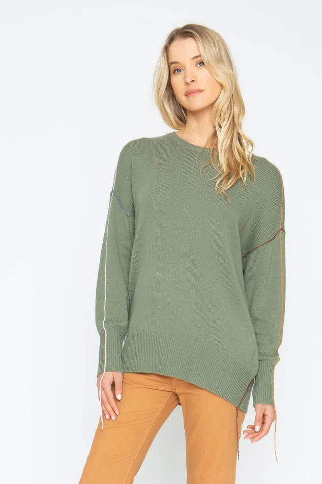 Womens Chaser Brand Tops Bubble Sweater 8211 Moss