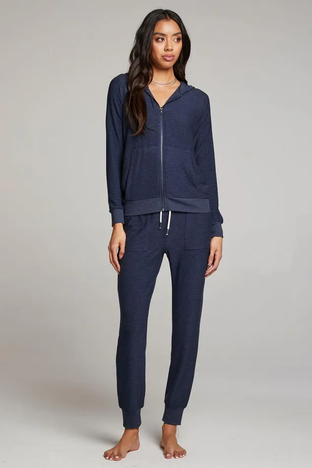 Womens Chaser Brand Tops Canopy Long Sleeve Raglan Zip Up Hoodie
