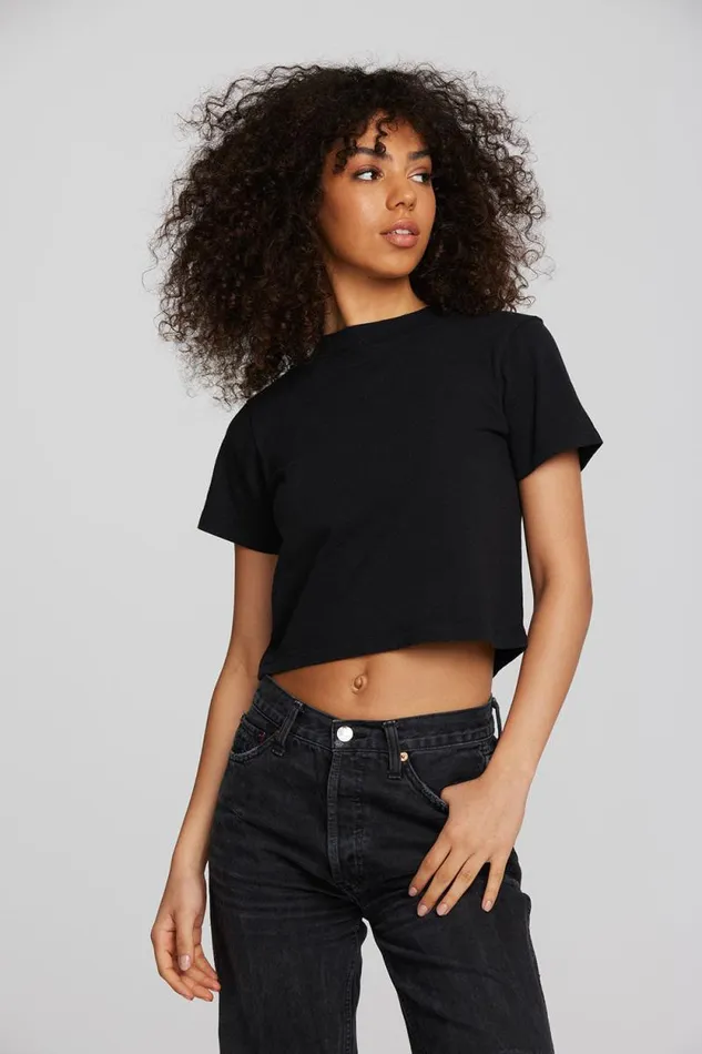 Womens Chaser Brand Tops Coast Cotton Jersey Mockneck Tee With Rib