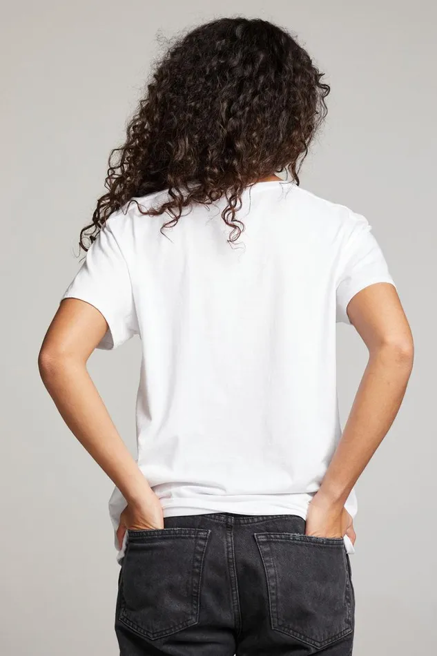 Womens Chaser Brand Tops Elton John Script Logo Heart