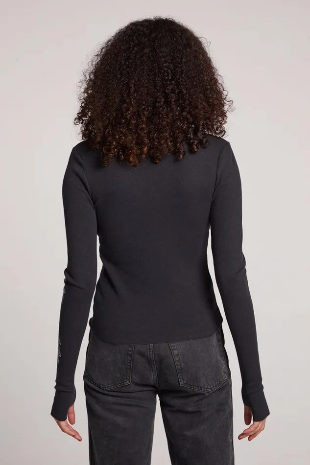 Womens Chaser Brand Tops Embellished Bolts Long Sleeve