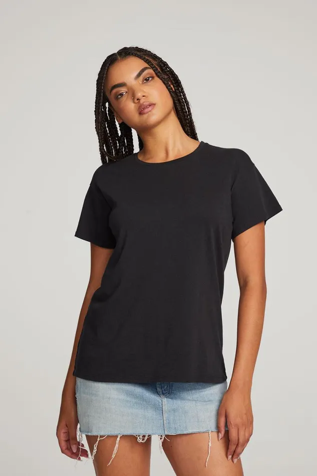 Womens Chaser Brand Tops Everyday Essential Black Crew Neck Tee