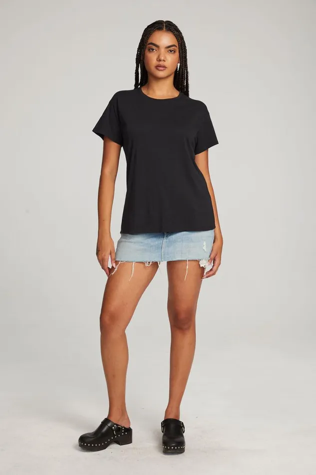 Womens Chaser Brand Tops Everyday Essential Black Crew Neck Tee