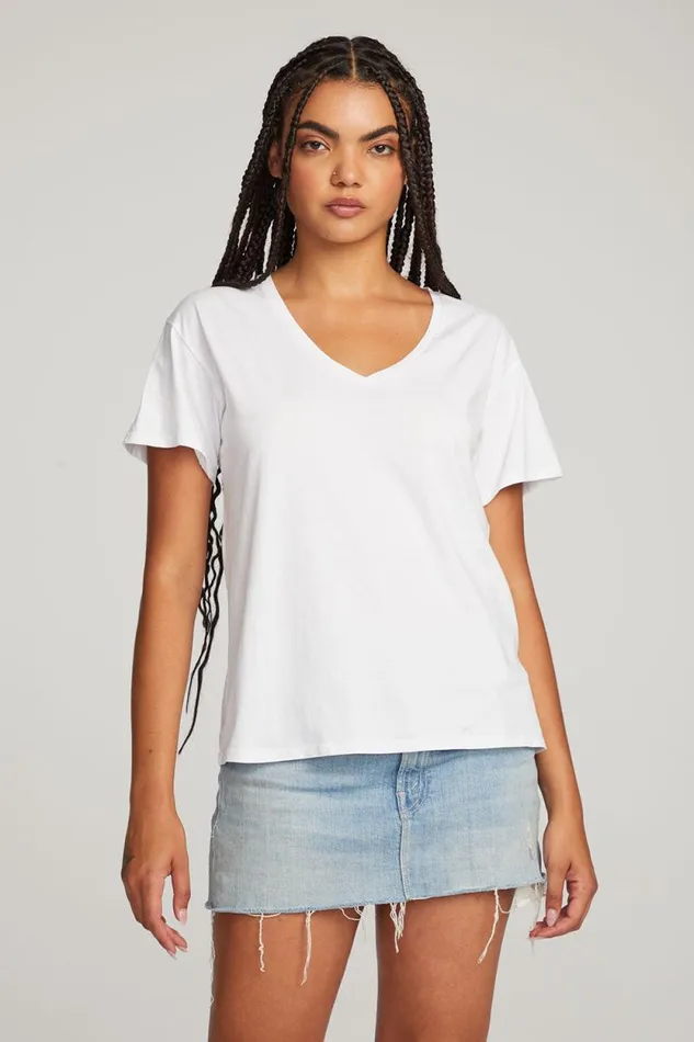 Womens Chaser Brand Tops Everyday Essential White Vneck Tee