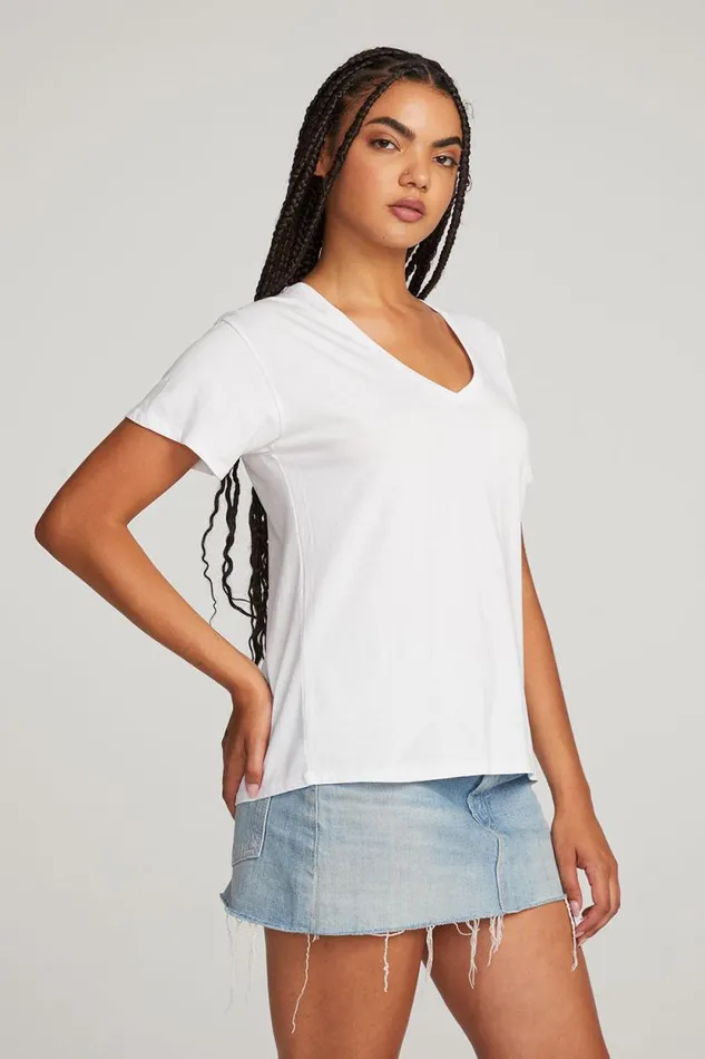 Womens Chaser Brand Tops Everyday Essential White Vneck Tee
