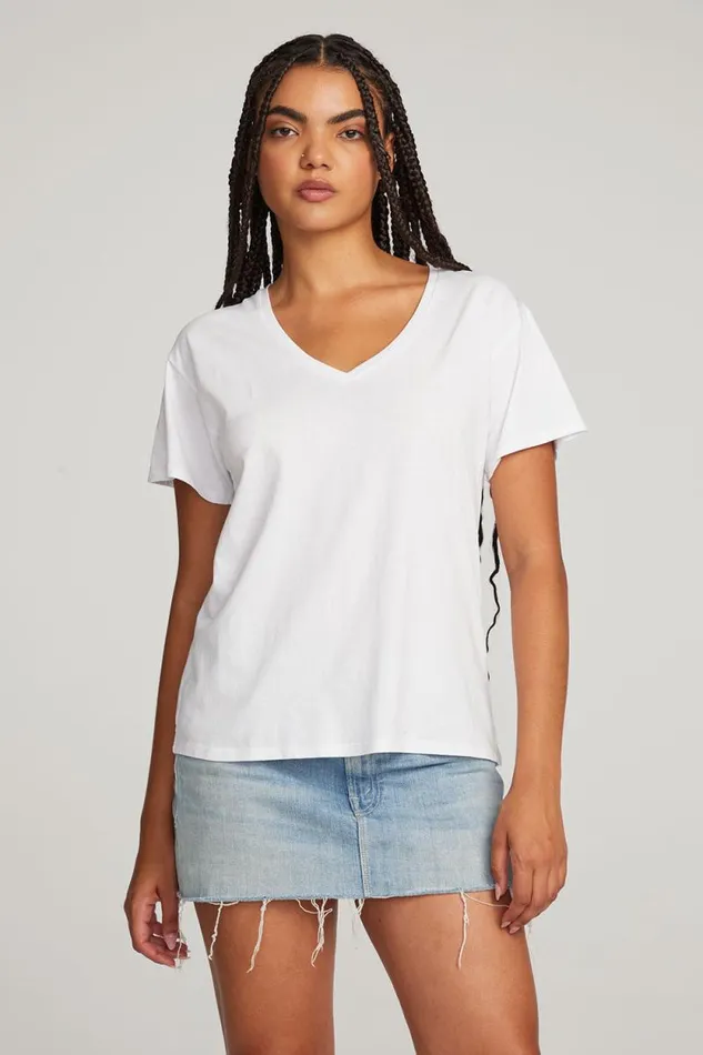 Womens Chaser Brand Tops Everyday Essential White Vneck Tee