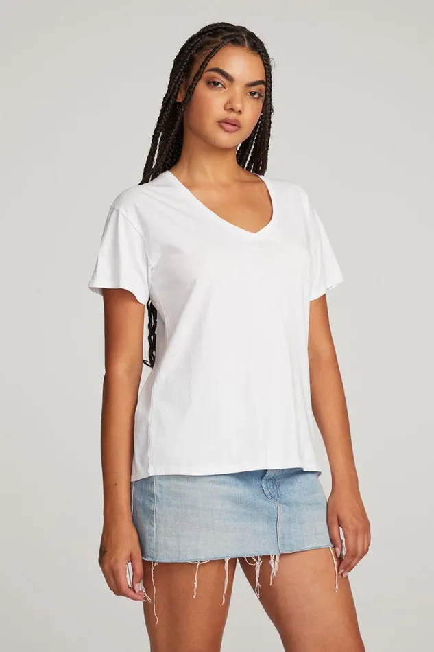 Womens Chaser Brand Tops Everyday Essential White Vneck Tee
